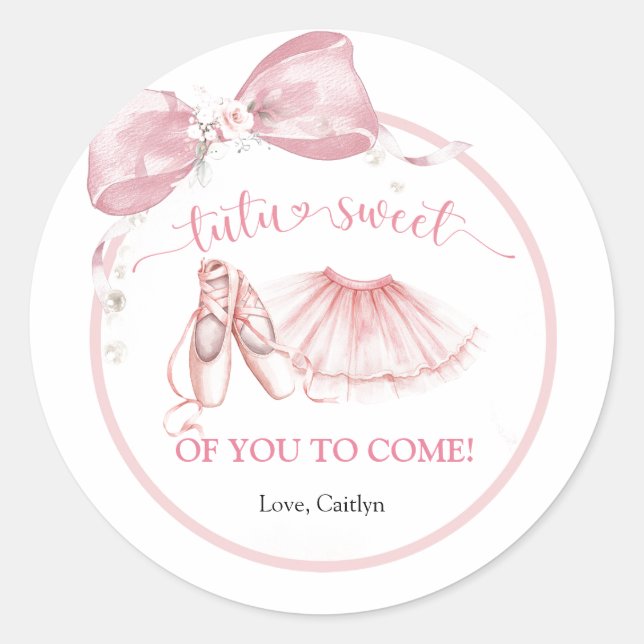 Sticker Rond Pink Bow Coquette Tutu Sweet Thank You (Devant)