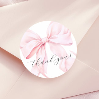 Sticker Rond Pink Bow Girl First Birthday