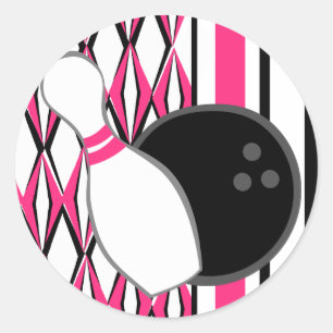 Sticker Rond Pink Bowling
