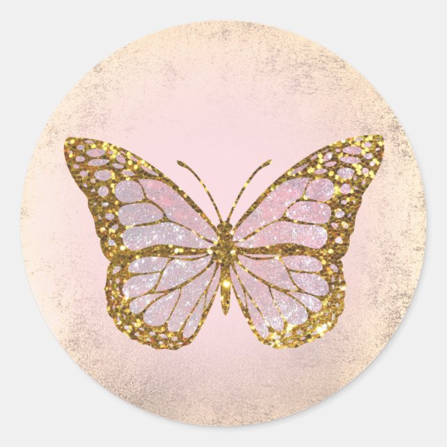 Sticker Rond Pink butterfly (Devant)