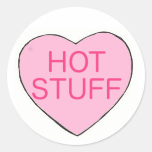 Sticker Rond Pink CHAUD STUFF Saint Valentin Candy Coeur Amour