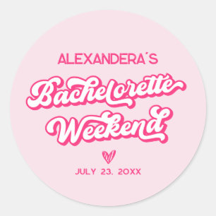Sticker Rond Pink Cowgirl Bachelorette Party Favoriser