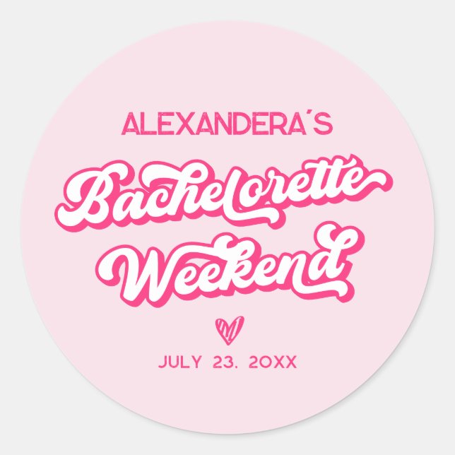 Sticker Rond Pink Cowgirl Bachelorette Party Favoriser (Devant)