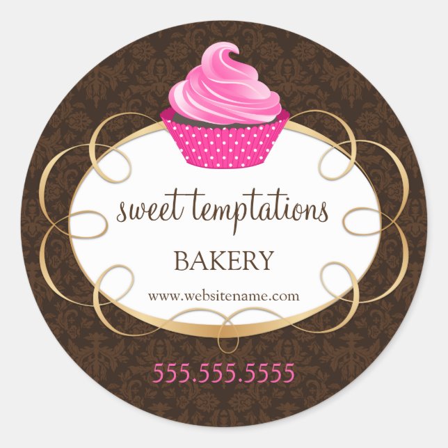 Sticker Rond Pink Cupcake Boulangerie Emballage (Devant)