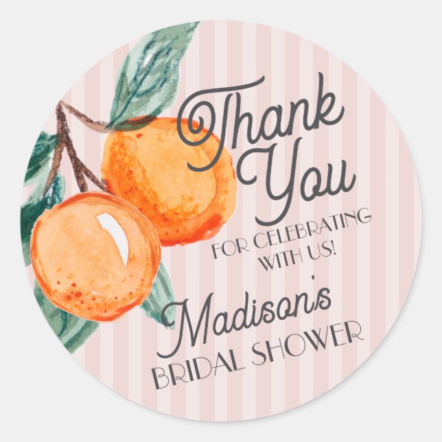 Sticker Rond Pink Cutie Main Squeeze Citrus Fête des mariées Fa (Devant)