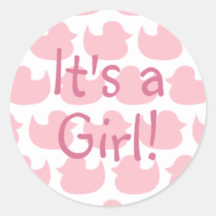 Sticker Rond Pink Duck Motif C'est une fille