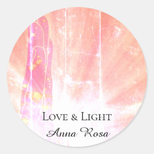 Sticker Rond *~* Pink Energy Healing Hand Rays Love Light