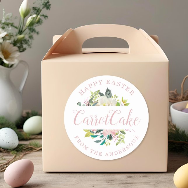 Sticker Rond Pink Floral Happy Pâques fait maison de cuisson ca (Créateur téléchargé)