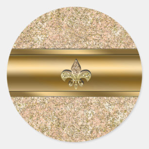 Sticker Rond Pink & Gold Sparktery Fleur de lis