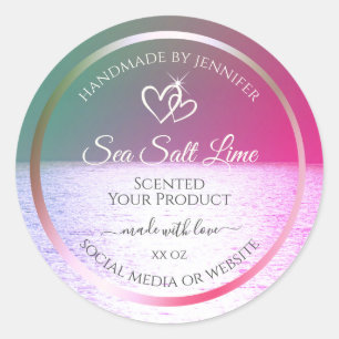 Sticker Rond Pink Green Gradient Ocean Produit Emballage Étique