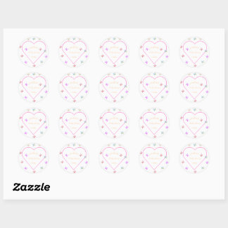 Sticker Rond Pink Heart Butterfly girl baby shower