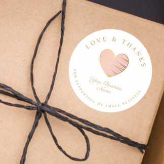 Sticker Rond Pink Heart Love & Merci Soutien aux petites entrep
