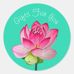 Sticker Rond Pink Lotus design moderne Cadeau d'entreprise