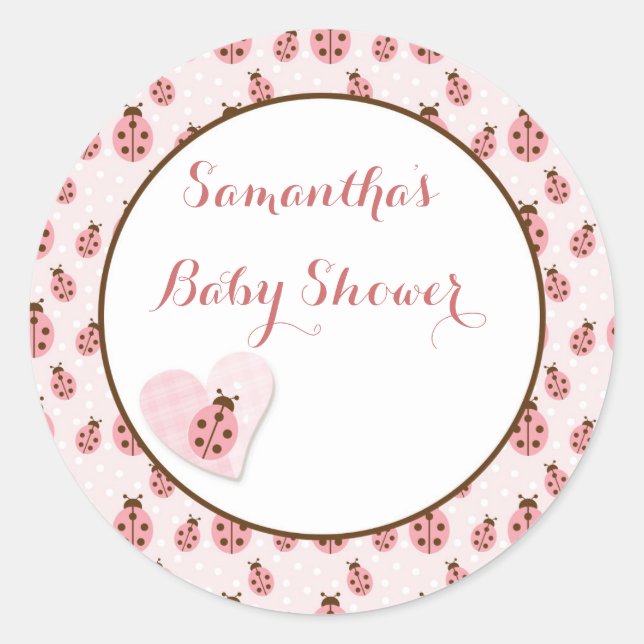 Sticker Rond Pink Love Bug, Baby Girl (Devant)