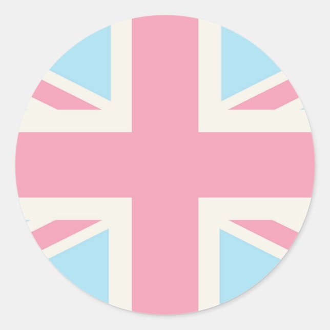 Sticker Rond Pink Lovely Classic Union Jack British(UK) Flag (Devant)