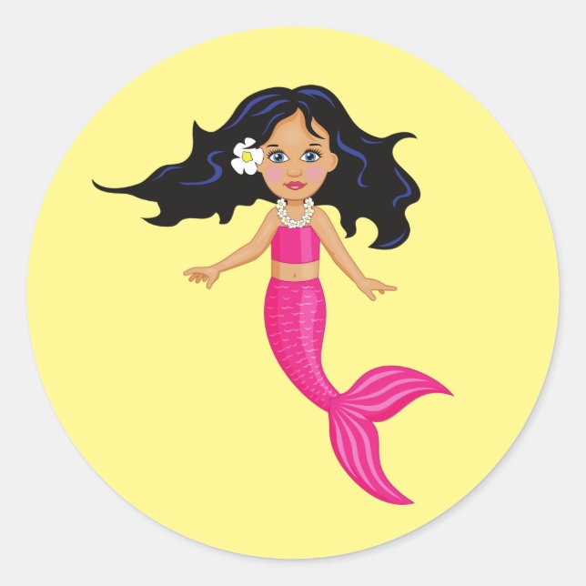 Sticker Rond Pink Mermaid (Devant)