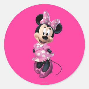 Sticker Rond Pink Minnie   Derrière les mains