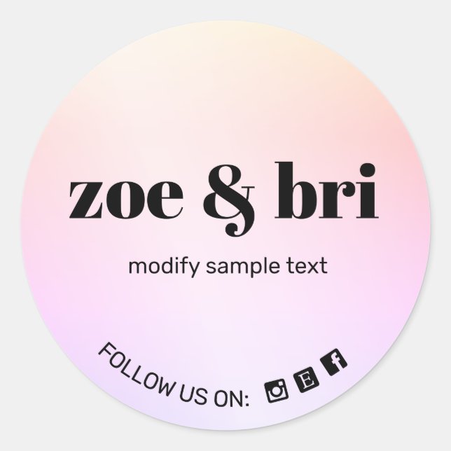 Sticker Rond Pink Ombre Ajouter Votre Logo Social Media (Devant)