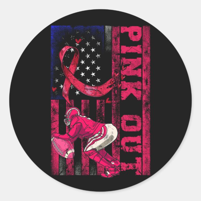 Sticker Rond Pink Out Cancer du sein Sensibilisation Football B (Devant)