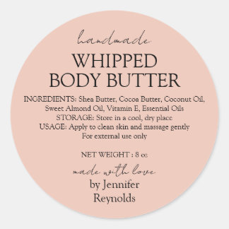 Sticker Rond Pink Pastel Handmade Body Butter Organic Classic