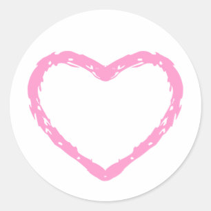 Sticker Rond Pink Pastel Heart Chalkboard Kid Drawing