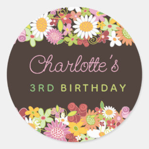Sticker Rond Pink Pastels Fleurs de Printemps Jardin Chic Anniv