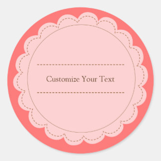 Sticker Rond Pink & Peach Round Scallop Minimaliste classique