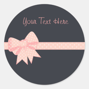 Sticker Rond Pink Polka Dot Bow