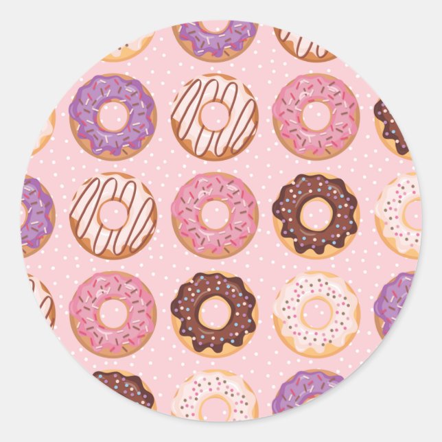 Sticker Rond Pink, Purple, Chocolat Iced Donuts Boulangerie Tra (Devant)
