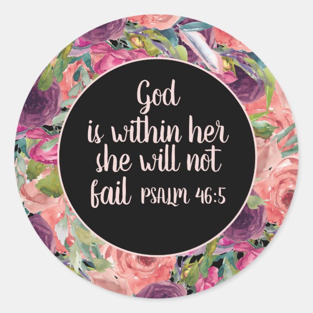 Sticker Rond Pink Purple Florple Bible Chrétienne Dieu au sein  (Devant)