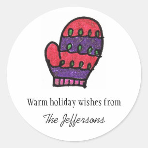 Sticker Rond Pink Purple Mitten