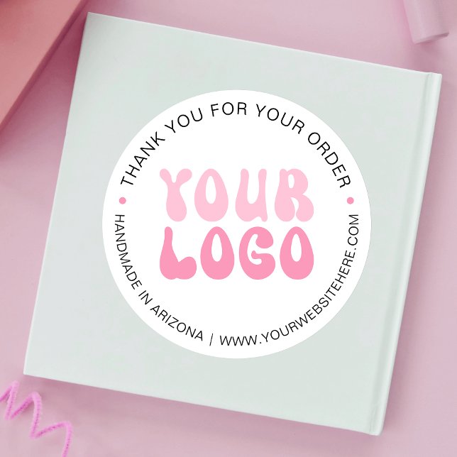 Sticker Rond Pink Retro Font Entreprise Logo Entreprise (Créateur téléchargé)