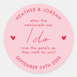 Sticker Rond Pink Retro les années 70 Mariage Jetez-moi Confett