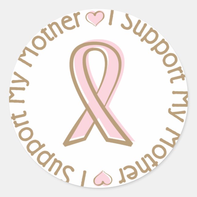 Sticker Rond Pink Ribbon Cancer du sein soutien mère (Devant)
