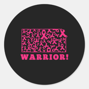Sticker Rond Pink Ribbon Etat Kansas Ks Cancer du sein combat S