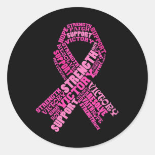 Sticker Rond Pink Ribbon Support Mois de sensibilisation au can