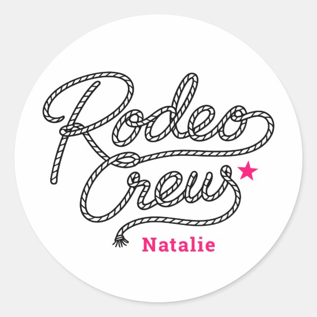 Sticker Rond Pink Rodeo Crew Western Bachelorette Party (Devant)