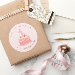 Sticker Rond Pink Sweet Un 1er anniversaire