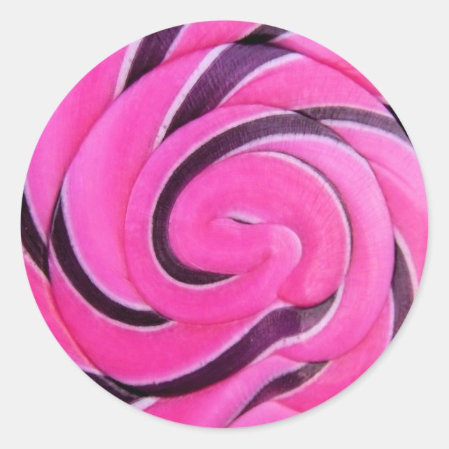 Sticker Rond Pink Swirl Lolly (Devant)