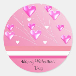 Sticker Rond Pink Valentine Hearts