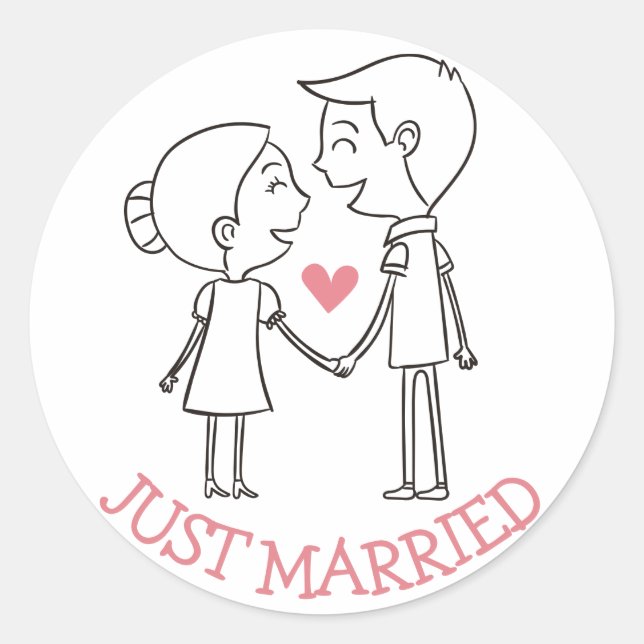 Sticker Rond Pink viens de marié marié Groom noir blanc Mariage (Devant)