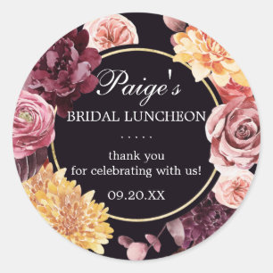 Sticker Rond Pink violet Automne Floral Bridal Déjeuner