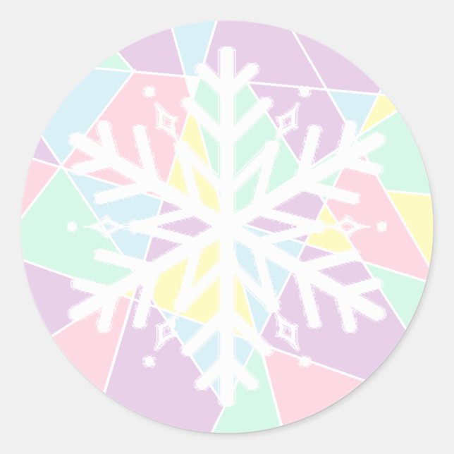 Sticker Rond Pink violet pastel Noël Flocon de neige (Devant)