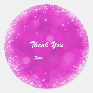 Sticker Rond Pink & White Sparkle Faux Parties scintillant N'im