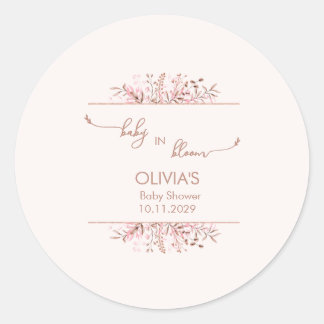 Sticker Rond Pink Wildflower Baby in Bloom