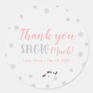 Sticker Rond Pink Winter Wonderland, Fille Baby shower/Saupoudr