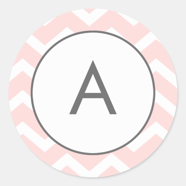 Sticker Rond Pink Zig Zag Chevron Motif Monogramme (Devant)