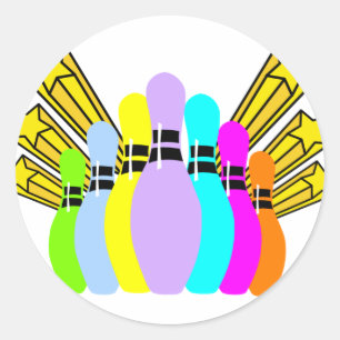 Sticker Rond Pins de Bowling colorés