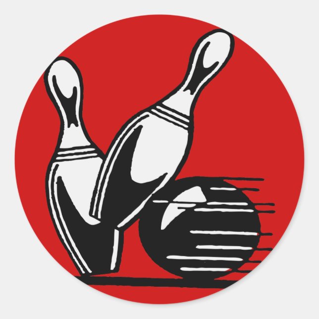 Sticker Rond Pins de Bowling Retro personnalisables (Devant)