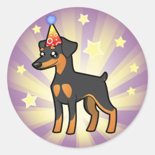 Sticker Rond Pinscher miniature d'anniversaire/Manchester